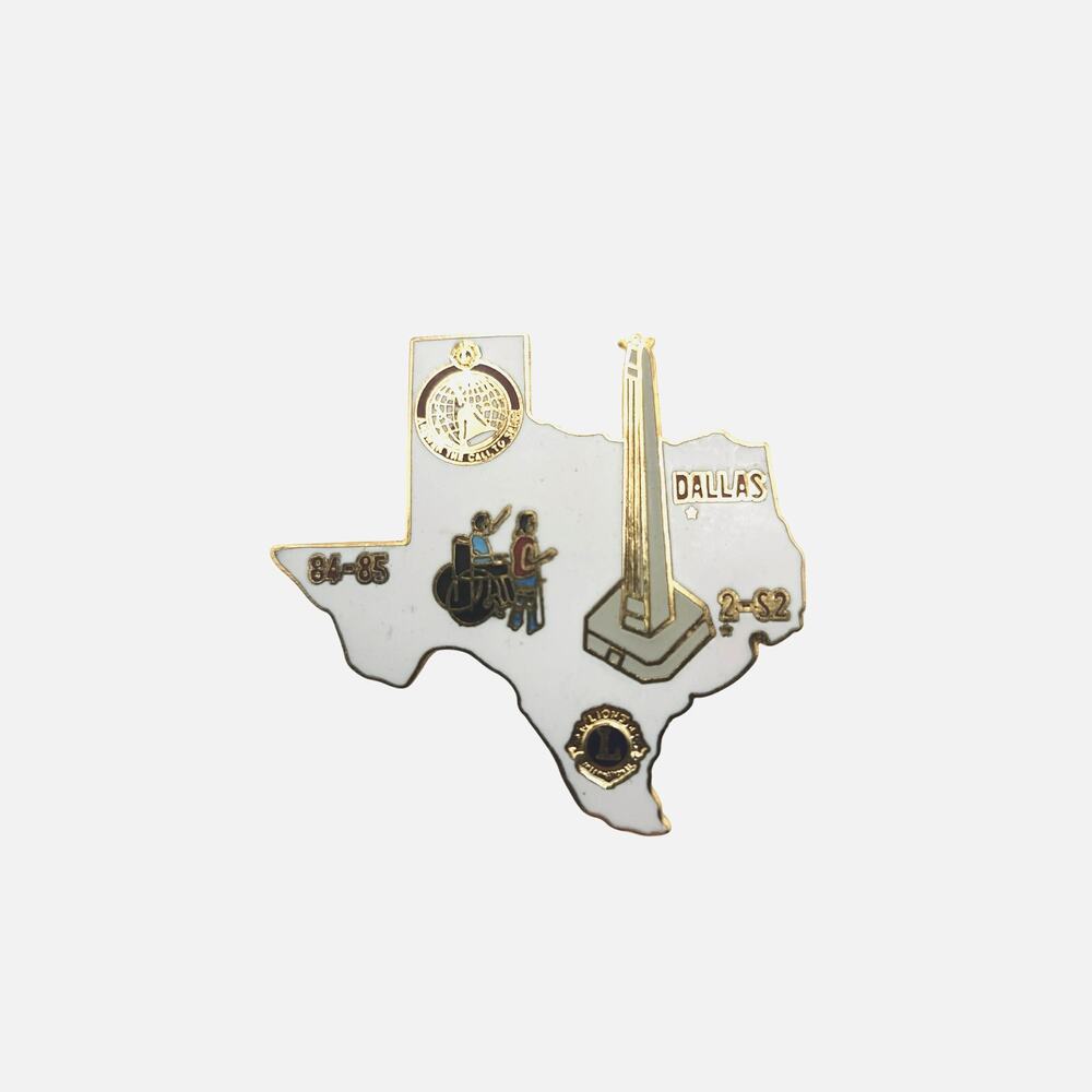 Vtg 1984-85 Lions Club Small Pin Texas Dallas 2-S2 Reunion Tower Enamel Lapel